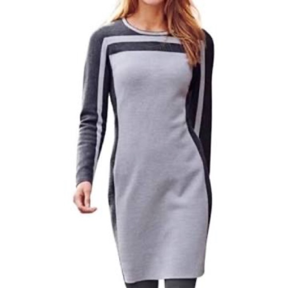 Athleta Boreal Knit Stretch Colorblock Wool Blend Dress